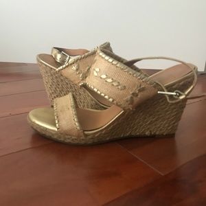 Gold Jack Rogers wedges